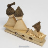 Miniature Handmade Woden Peg Nativity Set