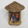 African Fabric Nativity Set in a Hut