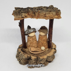 Miniature Handmade Cork Nativity Set w/ Shed (Small)