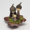 Miniature Handmade Nativity Scene with Cowrie Shells in Persimmon Leaf