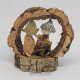 Miniature Handmade Nativity Scene with Cork Log