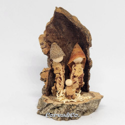 Miniature Handmade Nativity Scene with Cork Log