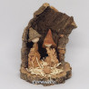 Miniature Handmade Nativity Scene with Cork Log