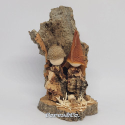 Miniature Handmade Nativity Scene with Cork Log