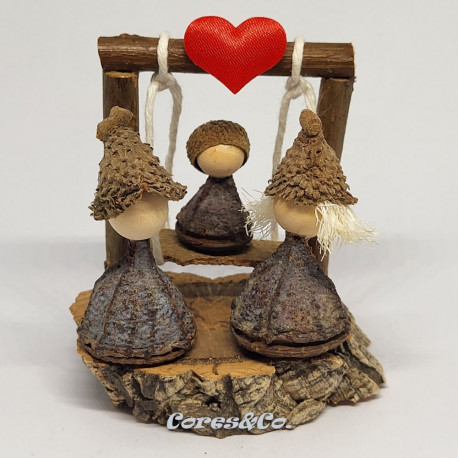 Miniature Handmade Eucalyptus Nativity Scene with Swing