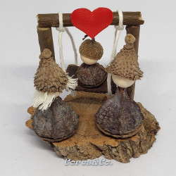 Miniature Handmade Eucalyptus Nativity Scene with Swing